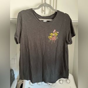 Old Navy Floral Graphic Gray Tee - L